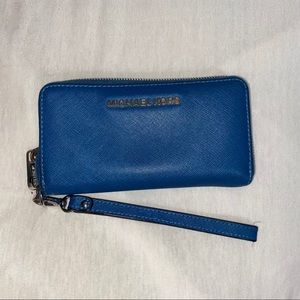 Blue Michael Kors Wristlet Wallet